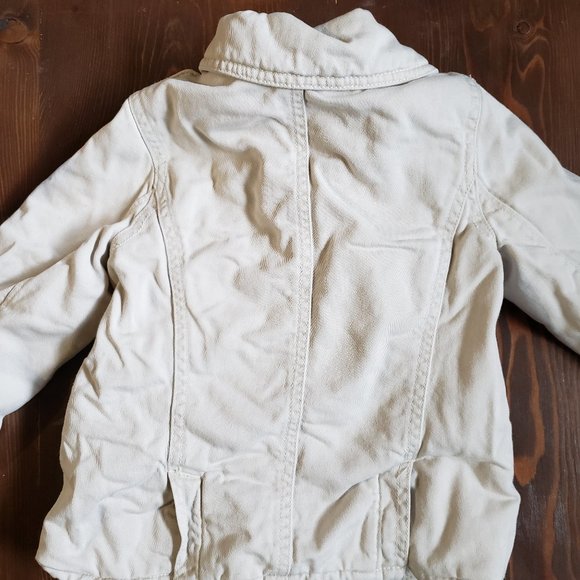 Toddler Girl Old Navy Jacket 2T, tan fleece lined button up - Picture 3 of 5